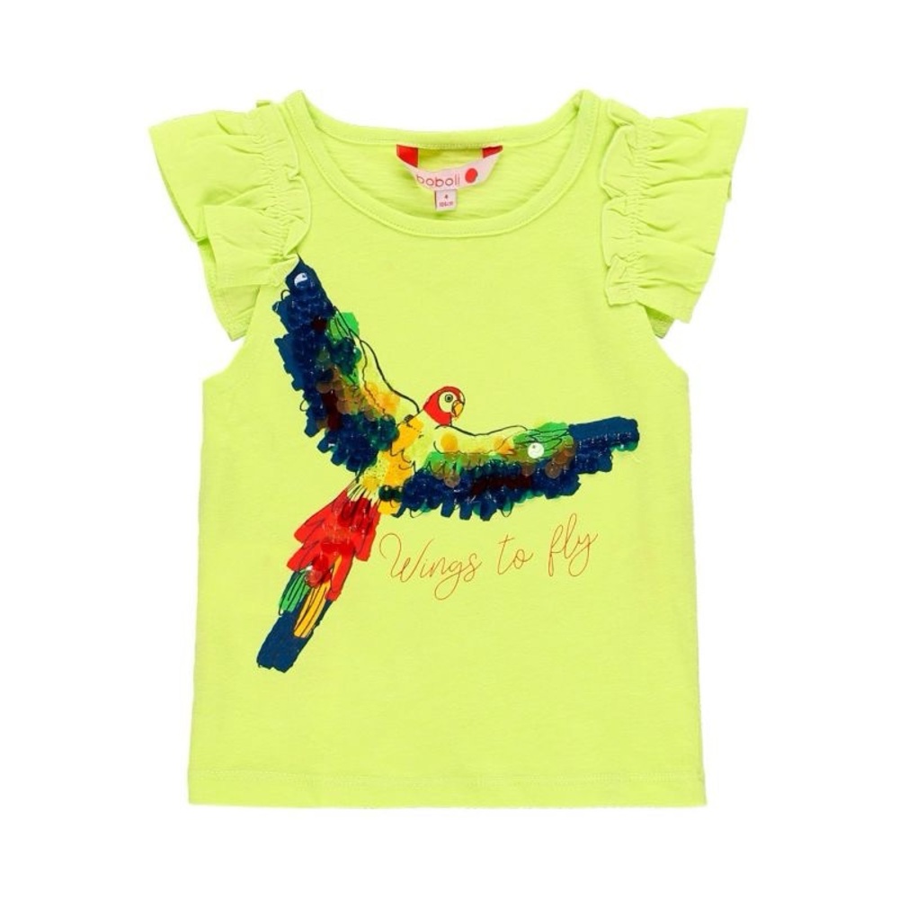 NWT Boboli Green Parrot Graphic Short Sleeve Tee, size 4